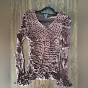 Cool Line Brown Crocheted top